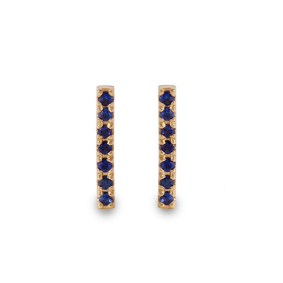 Blue Sapphire Stick Earrings